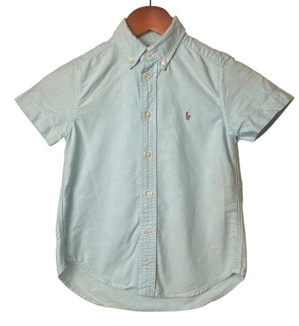 Polo Ralph Lauren Boys Light Blue Collared Short Sleeve Button Down Shirt Size 6